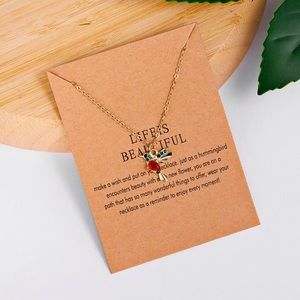 🎉 New Ruby Hummingbird Life is Beautiful Necklace